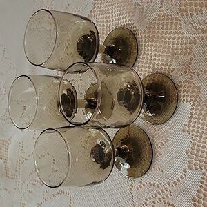 Elegant Smoke Glass Goblets Set